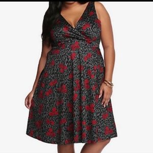 Torrid rose & leopard print swing dress
